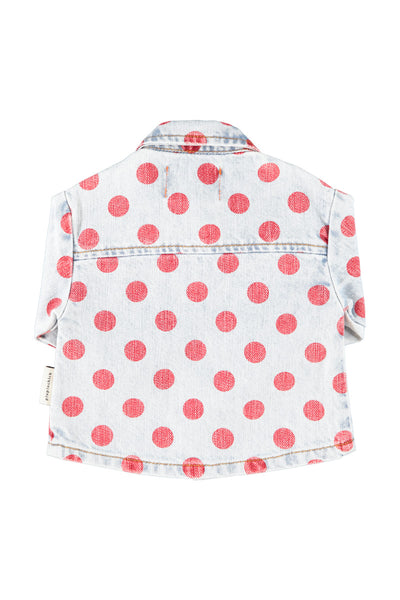 Camicia in denim a pois rossi per neonata Piupiuchick AW26.UN2601 RED DOTS 