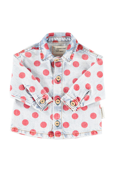 Camicia in denim a pois rossi per neonata Piupiuchick AW26.UN2601 RED DOTS 