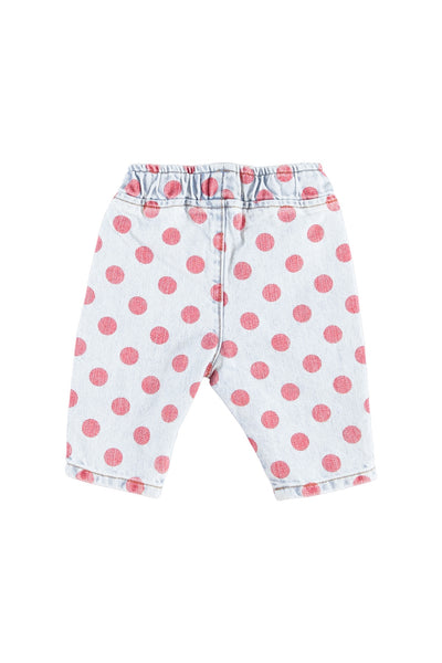 Jeans in denim a pois rossi per neonata Piupiuchick AW26.UN2603A RED DOTS 