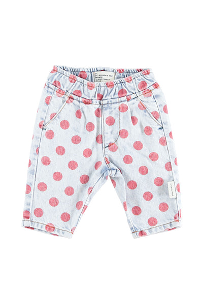 Jeans in denim a pois rossi per neonata Piupiuchick AW26.UN2603A RED DOTS 