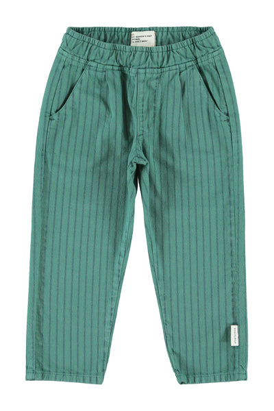 Pantalone verde bosco a righe per neonati e bambini Piupiuchick AW26,UN2602 GREEN 