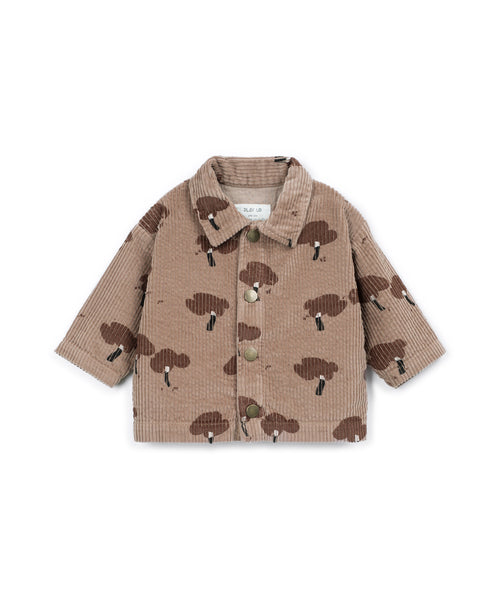 Camicia in velluto a coste marrone con stampa all over per neonato Play up 1AT11251 E831B 