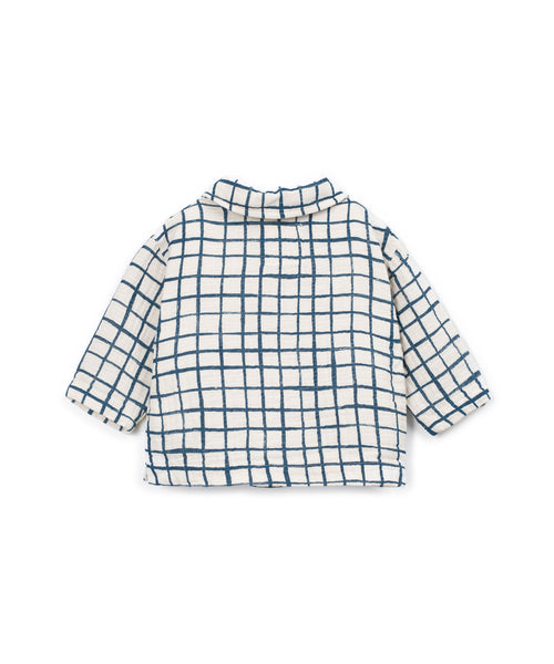 Camicia panna a quadri blu per neonato Play up 1AT11252 E833N 