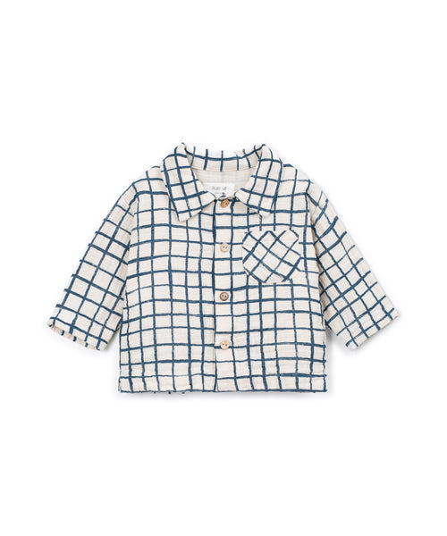 Camicia panna a quadri blu per neonato Play up 1AT11252 E833N 