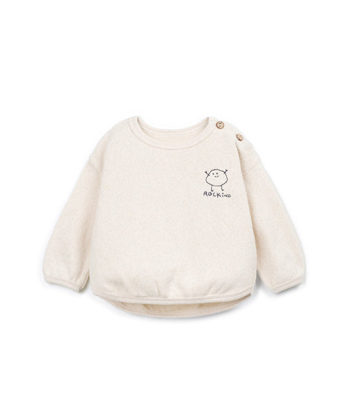 Maglia panna con ricamo per neonato Play up 1AT11350 P0091 