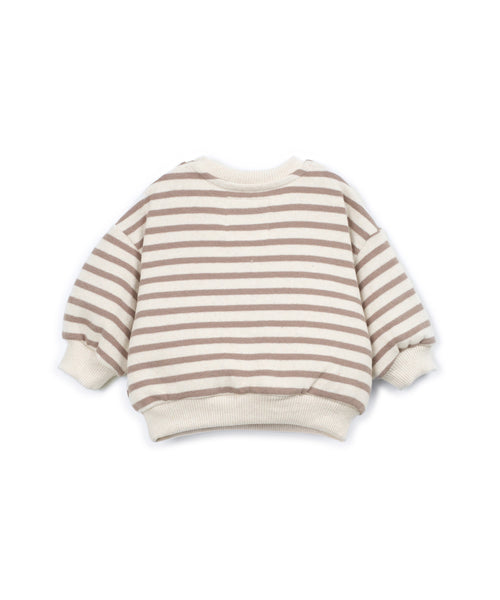 Maglia a righe panna e nocciola per neonato Play up 1AT11353 R373B 