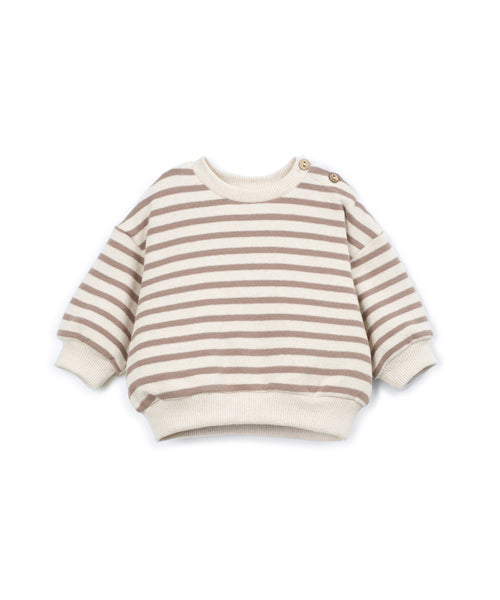 Maglia a righe panna e nocciola per neonato Play up 1AT11353 R373B 