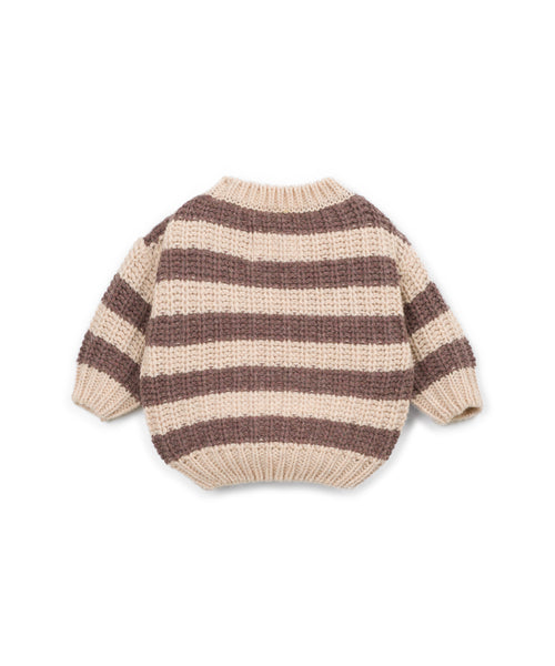 Maglia a righe beige e nocciola per neonato Play up 1AT11356 R382B 