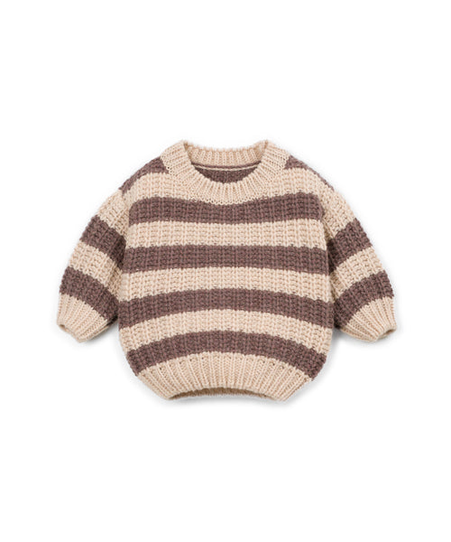 Maglia a righe beige e nocciola per neonato Play up 1AT11356 R382B 