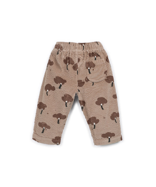 Pantalone in velluto a coste marrone con stampa all over per neonato Play up 1AT11609 E831B 