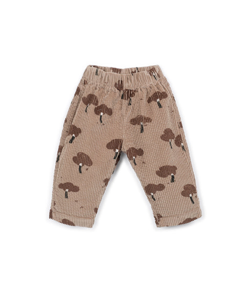 Pantalone in velluto a coste marrone con stampa all over per neonato Play up 1AT11609 E831B 