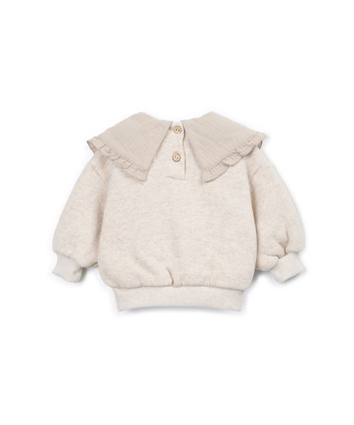 Felpa beige con colletto per neonata Play up 2AT10903 P0091 