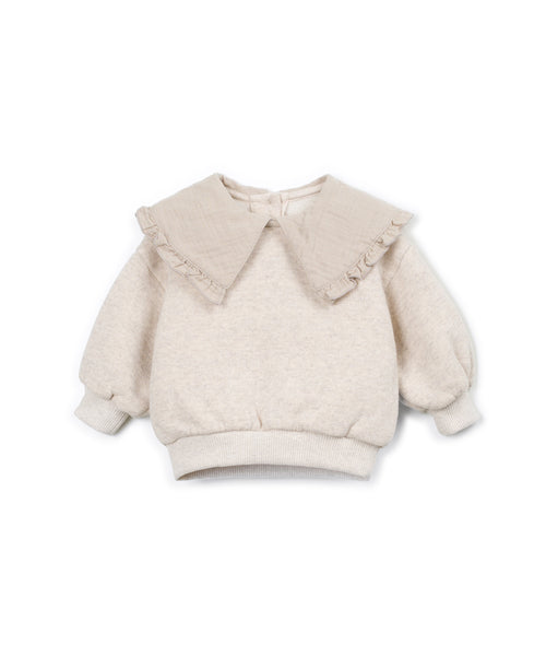 Felpa beige con colletto per neonata Play up 2AT10903 P0091 