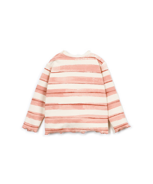 T-shirt a righe panna e rosa per neonata Play up 2AT11002 E799N 