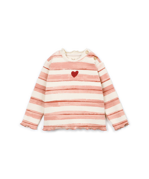 T-shirt a righe panna e rosa per neonata Play up 2AT11002 E799N 