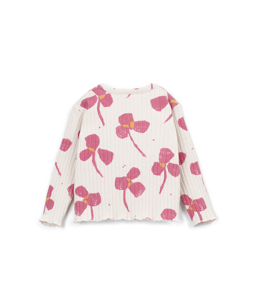 T-shirt panna a costine con stampa all over per neonata Play up 2AT11005 E812N 