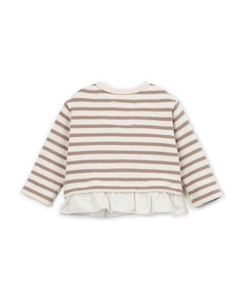 Maglia a righe panna e nocciola per neonata Play up 2AT11352 R373B 