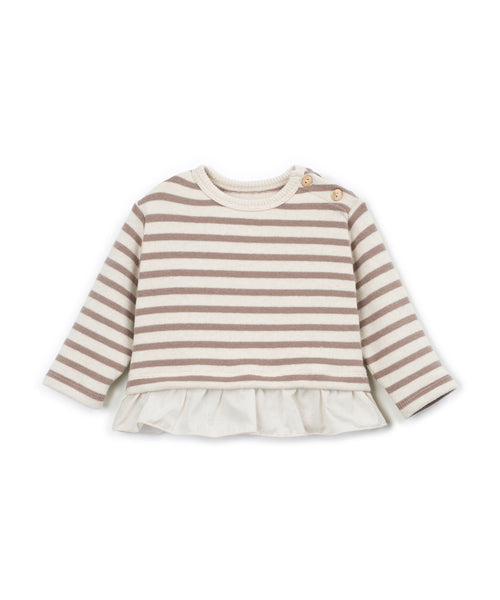 Maglia a righe panna e nocciola per neonata Play up 2AT11352 R373B 