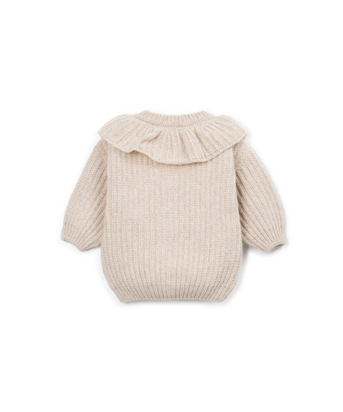 Cardigan beige con colletto per neonata Play up 2AT11403 P0092 