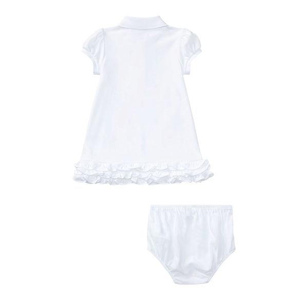 Abito bianco con logo ricamato all over per neonata Ralph Lauren Kids 310676237002 WHITE 