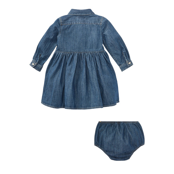 Abito in denim con logo per neonata Ralph Lauren Kids 310698860001 INDIGO 