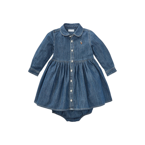 Abito in denim con logo per neonata Ralph Lauren Kids 310698860001 INDIGO 