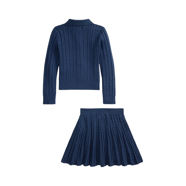Set in maglia a trecce blu con logo per bambina Ralph Lauren Kids 312950779501 RUSTIC NAVY 