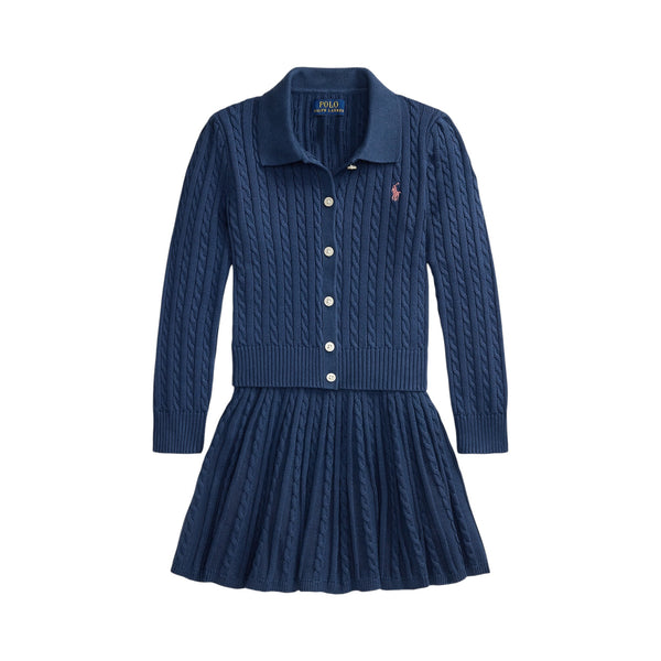 Set in maglia a trecce blu con logo per bambina Ralph Lauren Kids 312950779501 RUSTIC NAVY 