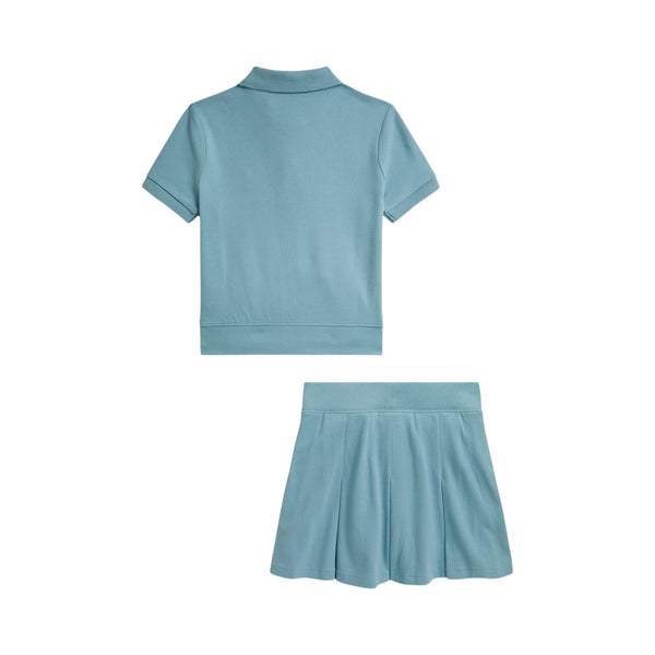 Completo azzurro polo + gonna per bambina Ralph Lauren Kids 313B19943001 CASSIDY BLUE 