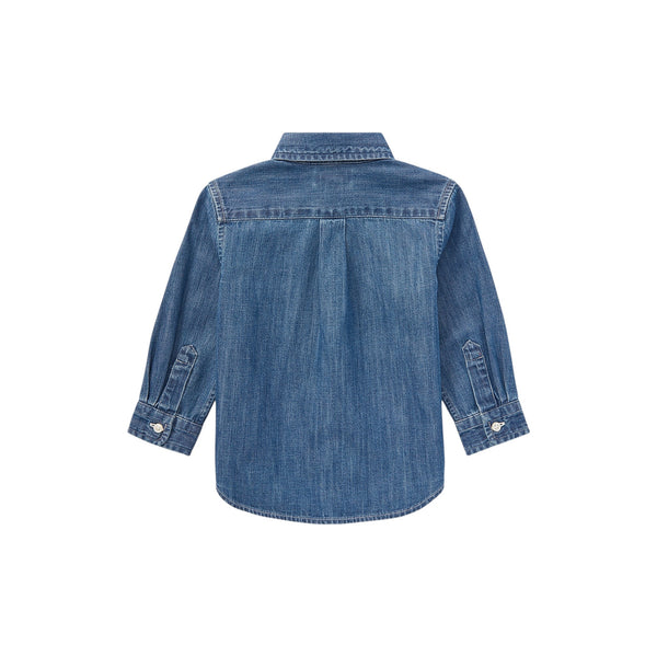 Camicia in denim con logo per neonato Ralph Lauren Kids 320713843001 DK BLUE 