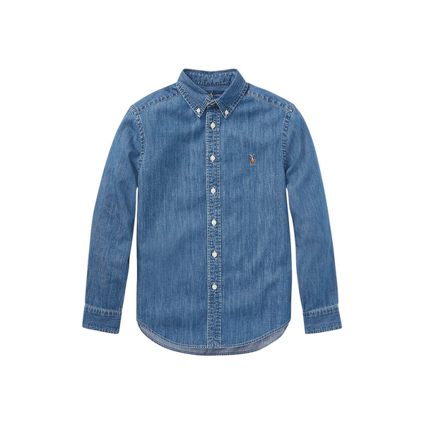 Camicia in denim con logo per bambino Ralph Lauren Kids 323713843001 DK BLUE 