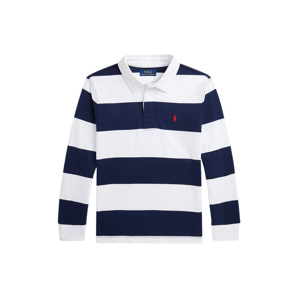 Polo a righe bianche e blu con logo per bambino Ralph Lauren Kids 323932280001 WHITE/NAVY 