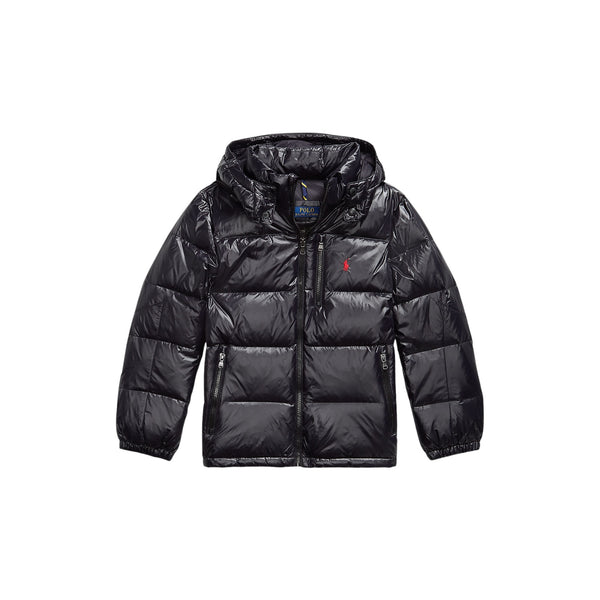Piumino nero lucido con logo per bambino Ralph Lauren Kids 323978459001 BLACK 