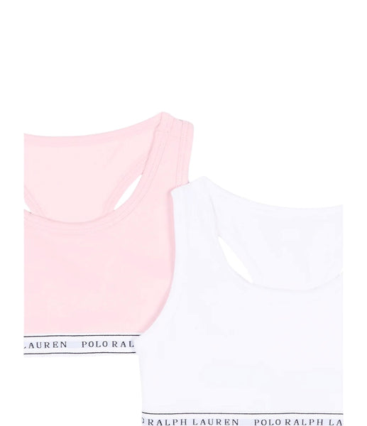 Set 2 bralette rosa e bianco con logo per bambina Ralph Lauren Kids 4P5038 001 