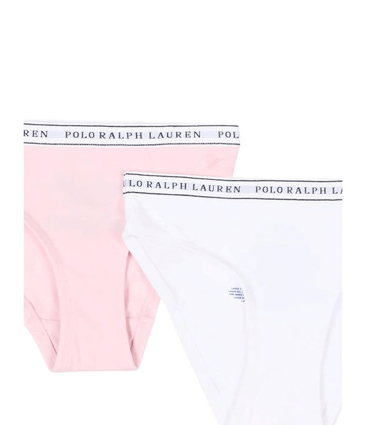 Set 2 slip con logo bianco e rosa per bambina Ralph Lauren Kids 4P5039 001 