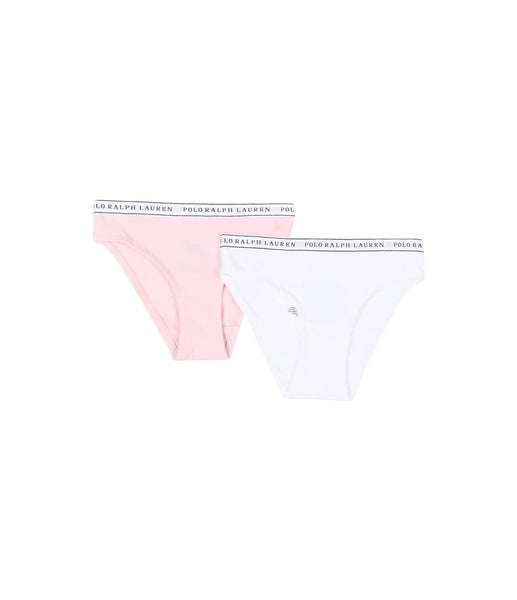 Set 2 slip con logo bianco e rosa per bambina Ralph Lauren Kids 4P5039 001 