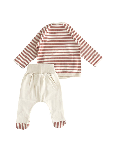 Completo a righe panna e rosa per neonata Snug 934AK6W086G53 0026 