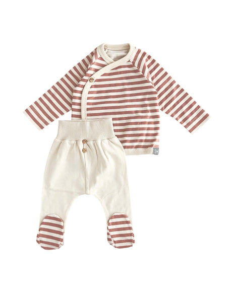 Completo a righe panna e rosa per neonata Snug 934AK6W086G53 0026 