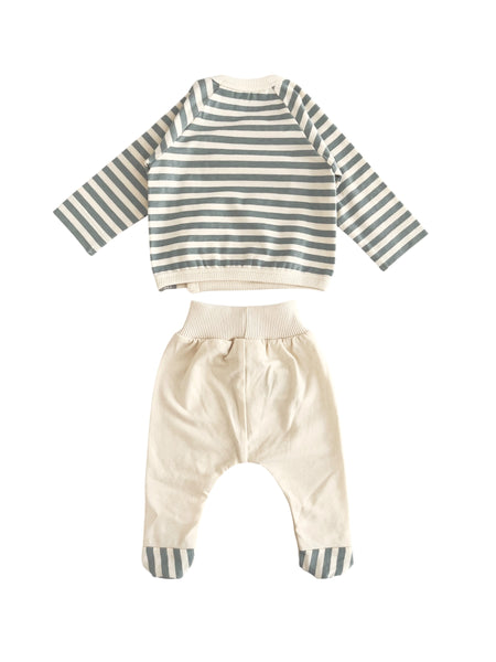 Completo a righe panna e verdi per neonato Snug 934AK6W086G53 0044 