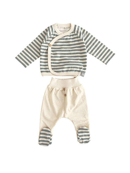 Completo a righe panna e verdi per neonato Snug 934AK6W086G53 0044 