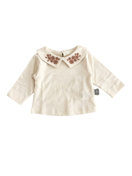 T-shirt panna con ricami per neonata Snug 934BB6W013G53 0026 