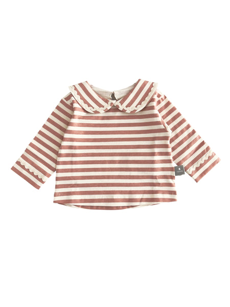 T-shirt a righe panna e rosa per neonata Snug 934BB6W081G53 0026 