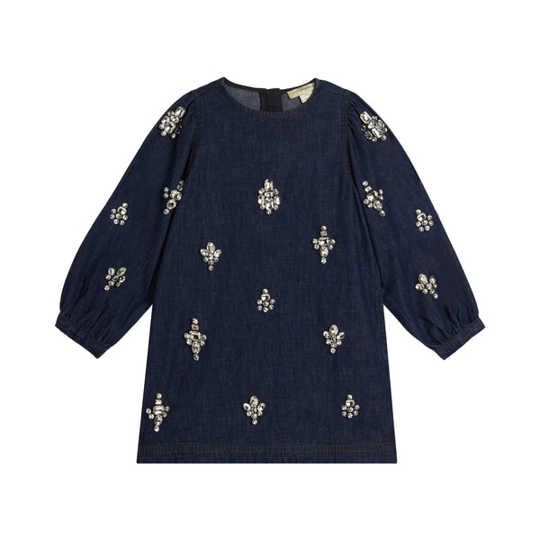 Abito in denim blu con pietre per bambina Stella McCartney kids TZ1D20-Z0746 620 