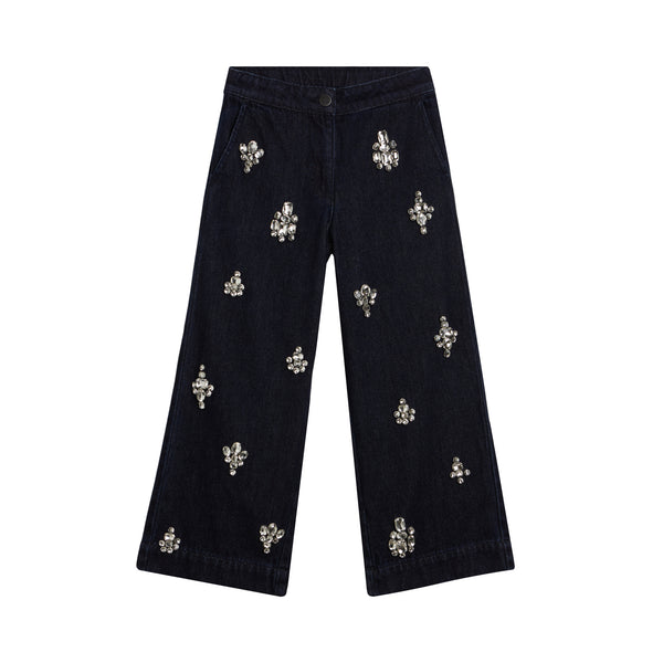 Jeans in denim blu con pietre applicate per bambina Stella McCartney kids TZ6E40-Z0746 620 