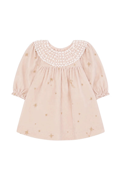 Abito rosa cipria in velluto con ricami per neonata Tartine et Chocolat CD30291-3026H ROSEE 