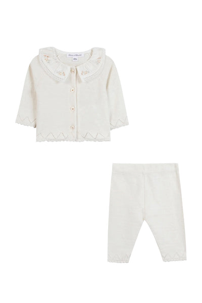 Completo maglia + pantalone panna per neonata Tartine et Chocolat CD36010-1326H NACRE 