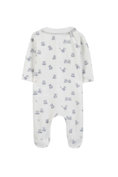 Tutina bianco latte con stampe azzurro per neonato Tartine et Chocolat CD54030-1326H NACRE 