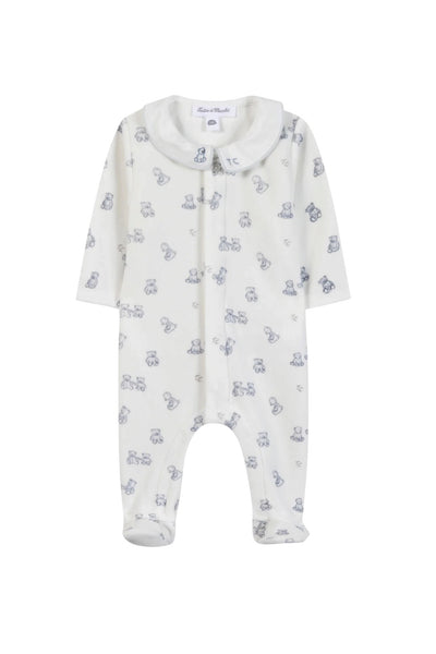 Tutina bianco latte con stampe azzurro per neonato Tartine et Chocolat CD54030-1326H NACRE 