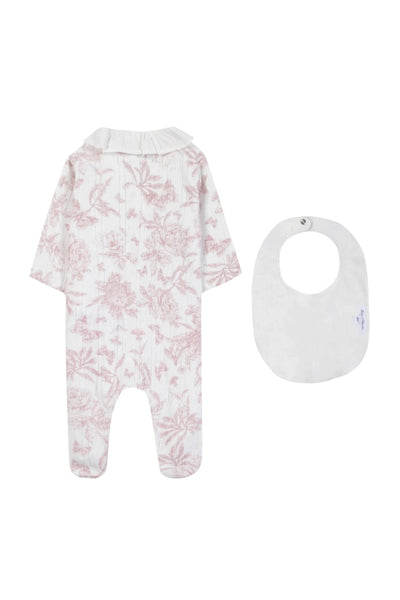 Tutina + bavaglino bianco e rosa per neonata Tartine et Chocolat CD99020-3326H BLUSH 