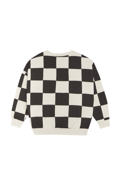 Felpa a scacchi grafite e panna per bambino The Campamento TC-AW26-55 ECRU 